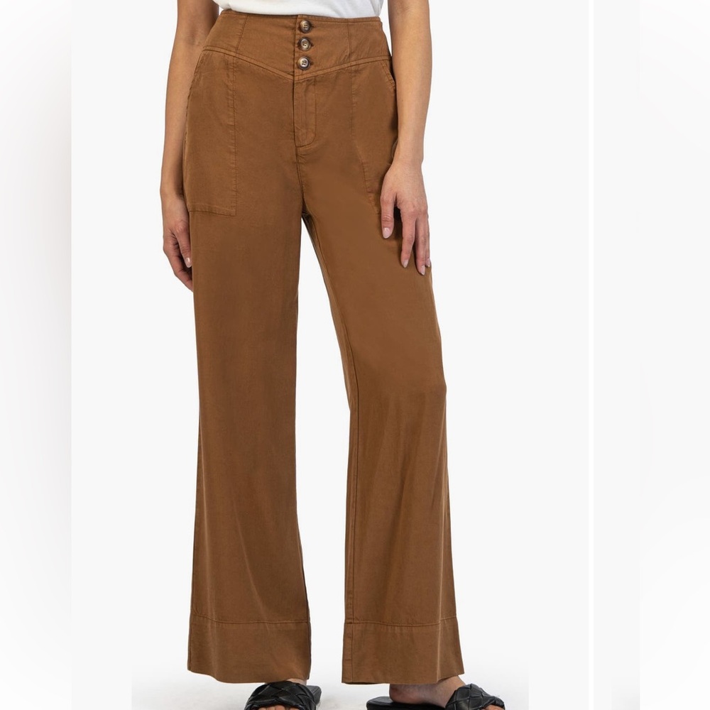 Kut from the Kloth Mari High Waist Brown Wide-Leg Pants Size 00